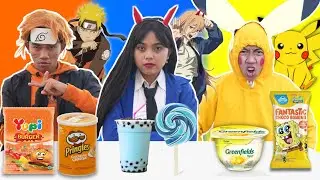 PILIH KARAKTER ANIME SESUAI MAKANAN 1 WARNA PART 2! ADA NARUTO, POKEMON DAN POWER?? | Mikael TubeHD