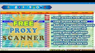 Free proxy scanner. Download, check, filter, and use found proxy addresses