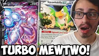 Win Games Fast With TURBO Mewtwo V-Union! Turn 2 Final BURN For 300 Damage! PTCGL