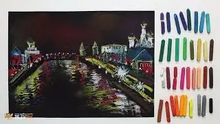 Курс рисования "Сухая пастель" Начинающие. Урок 6-1. Ночная Москва.