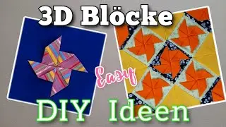 DIY IDEEN // Nähen Sie eine Tagesdecke mit 3D Quilten // Лоскутной 3D блок ВЕРТУШКА
