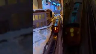 Epic Close-Up: N Scale Kato F7 Locomotives Hauling Cargo Past Winter Park Ski Lodge!