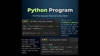 Python program to find square root of the number 