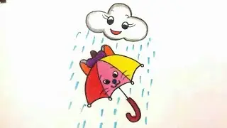 How to draw coloring umbrella drawing for kids - very easy
