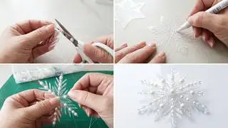 ❄️ХРУСТАЛЬНАЯ СНЕЖИНКА  из КЛЕЕНКИ ❄️ЗИМНЕЕ  УКРАШЕНИЕ❄️DECOR