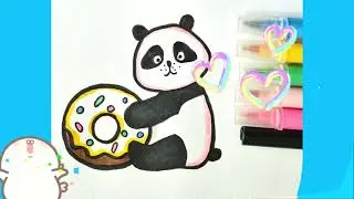 Panda with Donut How to Draw step by step 🐼 Easy Drawings for Kids