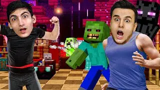 WE STAYED IN THE MINECRAFT HOUSE FOR 24 HOURS (Minecraft in Real Life) 