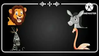 Cartoons animals in jungle walk and running with voices