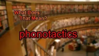 What does phonotactics mean?