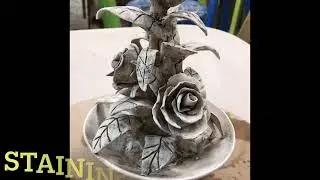 Staining porcelain sculpture, sponged clean then glaze. #shorts #porcalain #claysculpture #clay