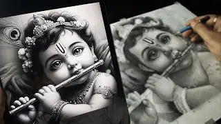 Krishna ji Drawing Step by Step || How to draw Krishna ji || Shading Tutorial 😍