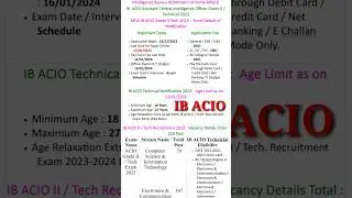IB  ACIO Assistant Central Intelligence Officer Grade II / Technical 2023