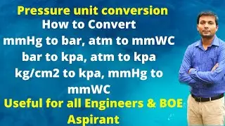 Pressure unit conversion in Hindi | mmHg to mmWC | mmWC to atm | mmHg to bar | mmHg to Torr