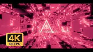 Sci-Fi Vj Loop -  Glowing Wireframe With A Space Tunnel