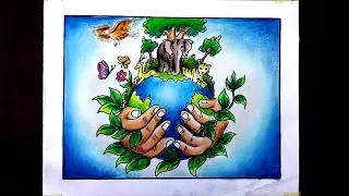Save Tree Save Earth | Nature Conservation Day Drawing | Living Sustainably in Harmony with Nature