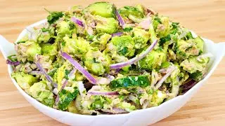 Delicious salad with tuna, avocado and cucumber! Healthy and tasty! ASMR Recipe!