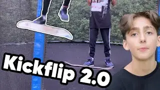 How to kick flip on a trampoline board 2.0