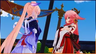 Kokomi and Yae Miko Final Match | Event Scene | Gorou still scared from Yae