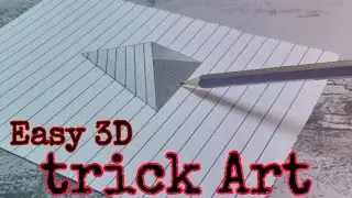 How to draw easy 3D illusion trick paper cut drawing on line paper / paper cutting art / beginners