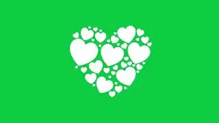 Large Heart Made of Small Red Hearts Animation | Green Screen