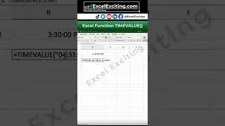 How to use Excel Function TIMEVALUE  - #Shorts 0008