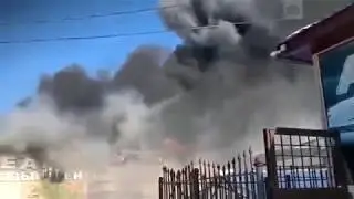 пожар в торговом центре «Океан» в городе Оха Сахалинской области.