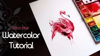 HOW TO Paint: Watercolor FLAMINGO// Painting with Coco Bee Tutorial