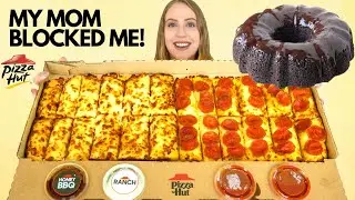 PIZZA HUT BIG DIPPER + CHOCOLATE CAKE MUKBANG + STORY TIME ( MY MOM BLOCKED ME! )
