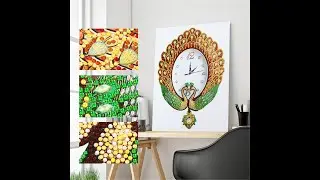 DIY 5D Shaped Diamond Painting peacock clock