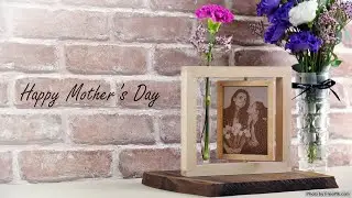 Mother's Day | Double Rabbet Joint Wooden Rotating Frame | Acrylic Relief Photo