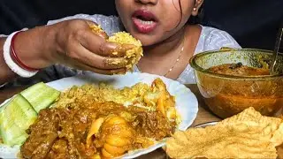 #asmr EATING MUTTON CURRY🤤 (খাসির মাংস)+ EGG KOSHA, PAPOR, #food #mukbang #bengali