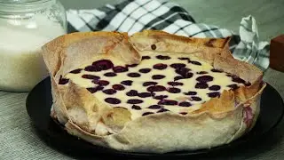 Пирог из лаваша с творогом и вишней. Быстро и без возни с тестом