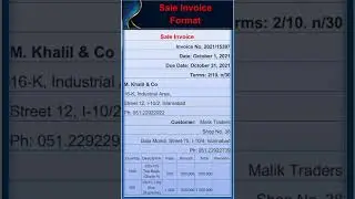 Accounting| Sale Invoice Format