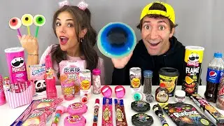 Red Food VS Black Food Challenge 검정색 빨간색 음식 챌린지 ASMR Mukbang Rainbow Desserts BY TwoPlayers