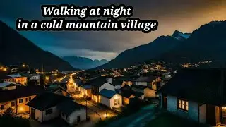 Walking at night in a cold mountain village