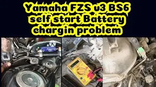 Yamaha FZS V3 BS6 bike self starting/Battery charging problem. New regulator.Robi motor garage.