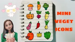 Vẽ đồ ăn thức uống cute đáng yêu, How to draw cute vegetable stickers | Sherry's Art #07
