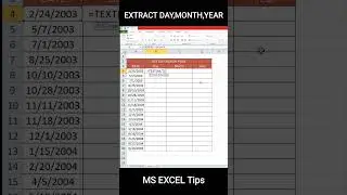 How to extract day month and year from the date in MS EXCEL using Formula | Text Formula 