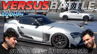 500hp Supra GR vs 500hp Mustang 5.0 in a 3 Round Island Dragway Showdown