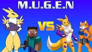 Mugen AI Battle - Steve and Renamon VS Corrupted Renamon and Foxy Roxy