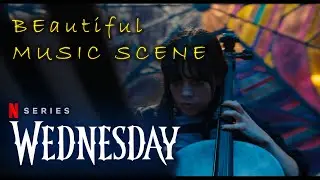 Wednesday playing the violin ( BEAUTIFUL MUSIC SCENE )
