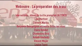 Webinaire organisé par les élèves de l’EN3S : La préparation des oraux