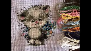 Котенок. Обзор набора для вышивки из Fix Price // Фикс Прайс // Вышила, что хорошо, а что плохо?