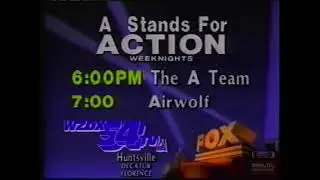 A Stands For Action Weeknights | Bumper | 1988 | WZDX Fox 54 Huntsville Alabama