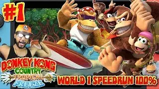 Donkey Kong Country Tropical Freeze - Part 1 World 1 SPEEDRUN 100% (Nintendo Switch)