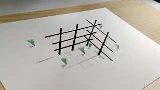 Very Easy Field Fence Drawing on Paper Step by Step for Beginners || 3D Drawing || 3D Art tutorials 