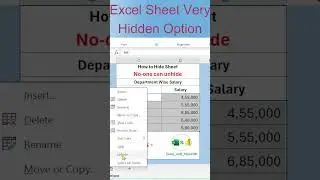 Excel Sheet Very Hidden Option| Hide Excel Sheets Securely | Excel_and_PowerBI |  