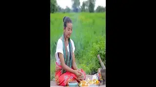 Cute girl Natural food BBQ On Rice field