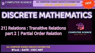 Discrete Mathematics : 21) Relations : Transitive Relations Part 2 | Partial Order Relation