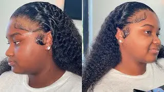 SLICKED PUSH BACK| KINKY CURLY WIG INSTALL WITH ARROGANT TAE'S METHOD| WORLD NEW HAIR | Kathy Odisse